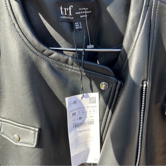 Zara Faux Leather Biker Jacket NWT Size Medium - Picture 8 of 10